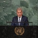 Sauli Niinistö, President of Finland, addresses the 77th General Assembly