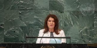 Anne Linde addresses the 77th UN General Assembly