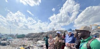 Danish environment minister Magnus Heunicke (third from right) visits a dumpsite in Kenya. Denmark has been a strong supporter of a global effort to rein in unsustainable consumption and better manage waste. Photo: Courtesy Denmark