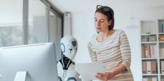 Person working with an AI Robot
