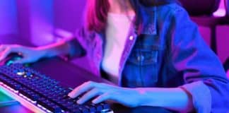 female video game player
