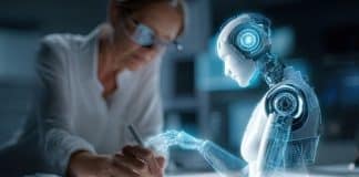A human and a robot working together
