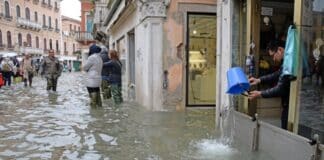 Flood water in Venice Italy in 2019