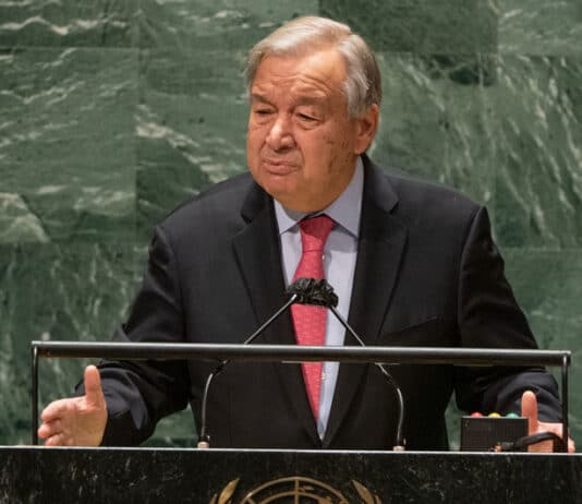 Le Secrétaire général de l'ONU, António Guterres, à l'ouverture du débat général de l'Assemblée générale des Nations Unies.