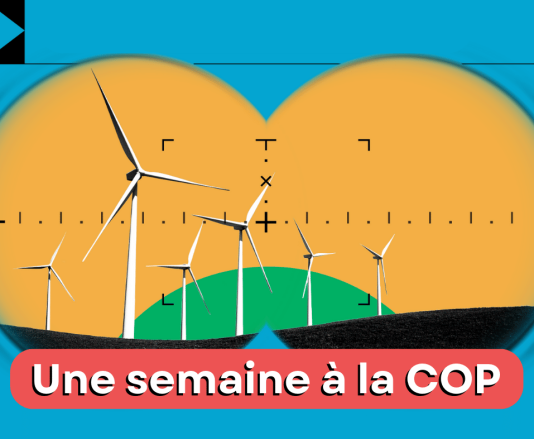 COP27 : résumé de la semaine 1 Dessin d'éolienne avec mention Une semaine à la COP27