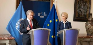 « Le monde a plus que jamais besoin de l’ONU » (von der Leyen) Conférence de presse de Ursula Von des Leyen, UE, et Antonio Guterres à Bruxelles.