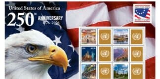 Timbre émis à l'occasion du 250eme anniversaire de l'indépendance des Etats-Unis