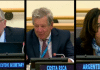 From left to right, Mario Cimoli, ECLAC’s Acting Executive Secretary; Rodrigo Carazo, Permanent Representative of Costa Rica to the United Nations and María del Carmen Squeff, Permanent Representative of Argentina to the United Nations.