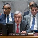 Il Segretario Generale - Osservazioni al Consiglio di Sicurezza sul Medio Oriente. UN Photo/Eskinder Debebe