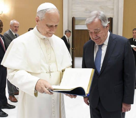 Pope Leo XIV receives UN Secretary-General António Guterres at the Vatican