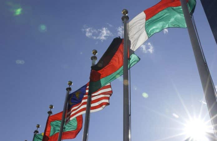 General View of United Nations Member Flags