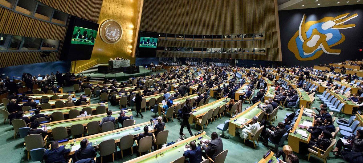 Saguão da Assembleia Geral da ONU, em Nova Iorque. 