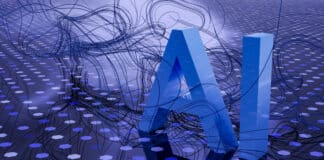 Texten AI med digital bakgrund